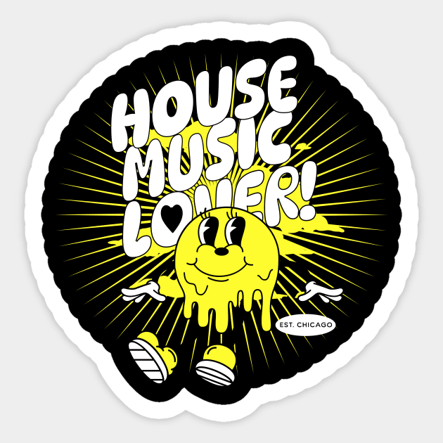 HOUSE MUSIC  - Lover Melting Mascot (yellow/white) Sticker by DISCOTHREADZ 